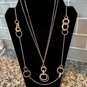 WHBM Rose Gold & Gold Mixed Metal Convertible Necklace